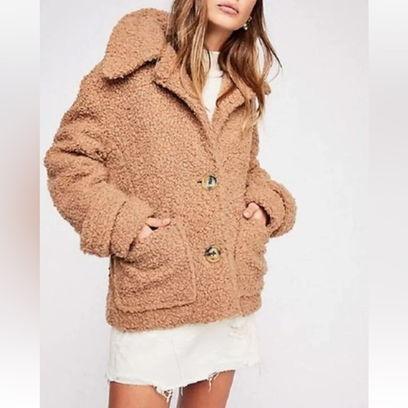 FREE PEOPLE So Soft Cozy Peacoat in Brown Size Small - Picture 5 of 13